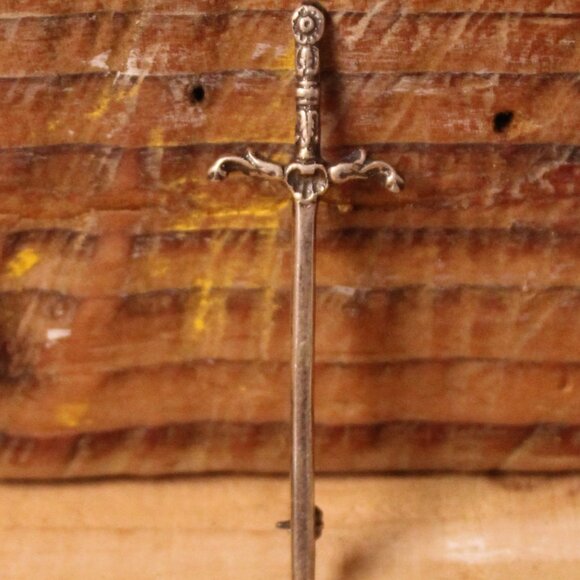 ROBERT ALLISON SCOTTISH STERLING SILVER SWORD PIN BROOCH, 3.25" - Picture 3 of 12